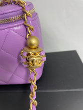 Load image into Gallery viewer, Chanel Classic Violet Lambskin Pearl Crush Vanity Bag