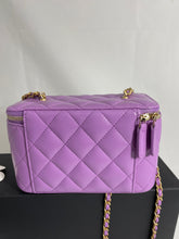 Load image into Gallery viewer, Chanel Classic Violet Lambskin Pearl Crush Vanity Bag