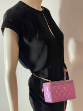 Load image into Gallery viewer, Chanel Classic Violet Lambskin Pearl Crush Vanity Bag