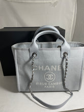 Load image into Gallery viewer, Chanel Gray Blue Deauville Tote Handbag