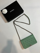 Load image into Gallery viewer, Chanel Mint Green WOC Boy Wallet On Chain Handbag