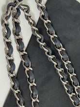 Load image into Gallery viewer, Chanel Black Tweed PVC Tote Handbag