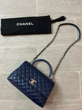 Load image into Gallery viewer, Chanel Navy Quilted Caviar Coco Handle Crossbody