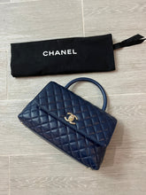 Load image into Gallery viewer, Chanel Navy Quilted Caviar Coco Handle Crossbody