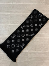 Load image into Gallery viewer, Louis Vuitton Logomania Black Wool Silk Shine Scarf
