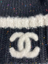 Load image into Gallery viewer, Chanel Black Ribbed Cashmere Speckled Hat