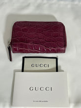 Load image into Gallery viewer, Gucci Cherry Genuine Crocodile Leather Zip Wallet