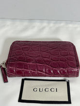 Load image into Gallery viewer, Gucci Cherry Genuine Crocodile Leather Zip Wallet