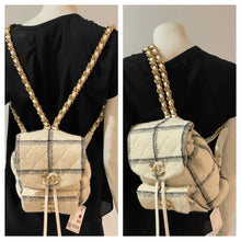 Load image into Gallery viewer, Chanel 22K Ecru/Black Tweed Small Backpack