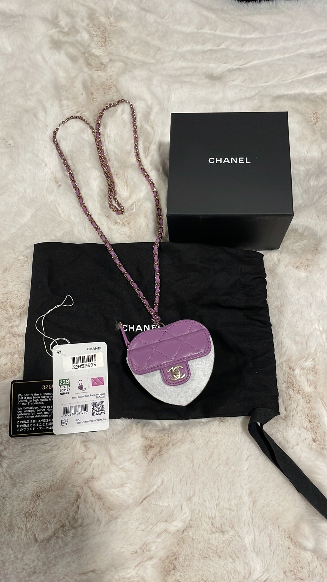 Chanel Heart Zipped Coin Purse Necklace
