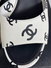 Load image into Gallery viewer, Chanel 22S White Logo Runway Sandals