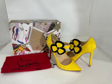 Load image into Gallery viewer, Christian Louboutin Yellow Crepe De Chine Fabric Maryjane Pumps
