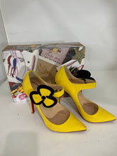 Load image into Gallery viewer, Christian Louboutin Yellow Crepe De Chine Fabric Maryjane Pumps