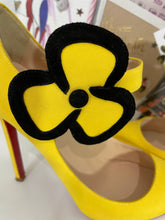 Load image into Gallery viewer, Christian Louboutin Yellow Crepe De Chine Fabric Maryjane Pumps