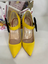 Load image into Gallery viewer, Christian Louboutin Yellow Crepe De Chine Fabric Maryjane Pumps
