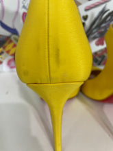 Load image into Gallery viewer, Christian Louboutin Yellow Crepe De Chine Fabric Maryjane Pumps