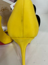 Load image into Gallery viewer, Christian Louboutin Yellow Crepe De Chine Fabric Maryjane Pumps