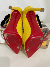 Load image into Gallery viewer, Christian Louboutin Yellow Crepe De Chine Fabric Maryjane Pumps