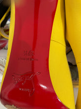 Load image into Gallery viewer, Christian Louboutin Yellow Crepe De Chine Fabric Maryjane Pumps