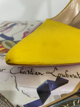 Load image into Gallery viewer, Christian Louboutin Yellow Crepe De Chine Fabric Maryjane Pumps