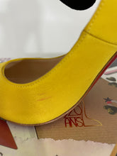Load image into Gallery viewer, Christian Louboutin Yellow Crepe De Chine Fabric Maryjane Pumps