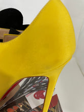 Load image into Gallery viewer, Christian Louboutin Yellow Crepe De Chine Fabric Maryjane Pumps