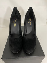 Load image into Gallery viewer, Chanel Black Suede CC Round Toe Pumps