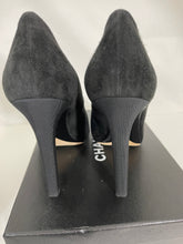 Load image into Gallery viewer, Chanel Black Suede CC Round Toe Pumps