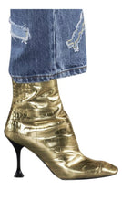 Load image into Gallery viewer, Chanel croc embossed gold leather metallic boots