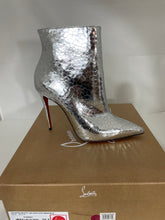 Load image into Gallery viewer, Christian Louboutin Silver Leather So Kate 100 Specchio Martele Ankle Boots