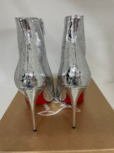 Load image into Gallery viewer, Christian Louboutin Silver Leather So Kate 100 Specchio Martele Ankle Boots