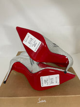 Load image into Gallery viewer, Christian Louboutin Silver Leather So Kate 100 Specchio Martele Ankle Boots