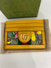 Load image into Gallery viewer, Gucci Ophidia GG Flora Leather Yellow Card Case