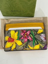 Load image into Gallery viewer, Gucci Ophidia GG Flora Leather Yellow Card Case
