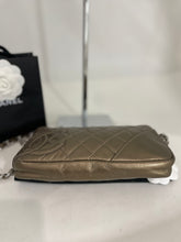 Load image into Gallery viewer, Chanel Metallic Bronze Quilted Cotton Club Pochette