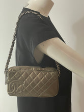 Load image into Gallery viewer, Chanel Metallic Bronze Quilted Cotton Club Pochette