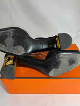 Load image into Gallery viewer, Hermés Black Suede Chaîne d’ancre Block Heel Sandals