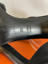 Load image into Gallery viewer, Hermés Black Suede Chaîne d’ancre Block Heel Sandals