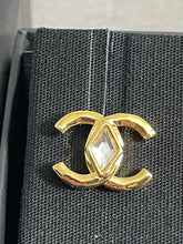 Load image into Gallery viewer, Chanel CC Gold Tone Uncut Crystal Earrings
