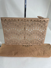 Load image into Gallery viewer, Alaia Beige Laser Cut Leather Zip Clutch