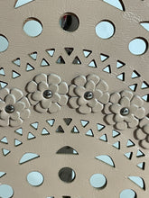 Load image into Gallery viewer, Alaia Beige Laser Cut Leather Zip Clutch