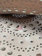 Load image into Gallery viewer, Alaia Beige Laser Cut Leather Zip Clutch