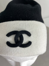 Load image into Gallery viewer, Chanel Black Cashmere With White Trim Hat