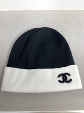 Load image into Gallery viewer, Chanel Black Cashmere With White Trim Hat