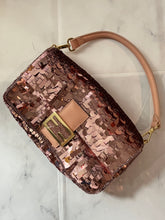 Load image into Gallery viewer, Fendi Rose Gold Sequin Baguette Embellished Shoulder Bag