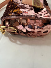 Load image into Gallery viewer, Fendi Rose Gold Sequin Baguette Embellished Shoulder Bag