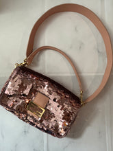 Load image into Gallery viewer, Fendi Rose Gold Sequin Baguette Embellished Shoulder Bag
