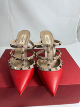 Load image into Gallery viewer, Valentino Garavani Red Leather Rockstud Mules