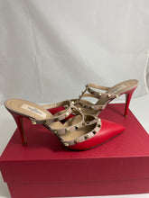 Load image into Gallery viewer, Valentino Garavani Red Leather Rockstud Mules