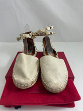 Load image into Gallery viewer, Valentino Ivory Leather Rockstud Ankle Wrap Espadrilles